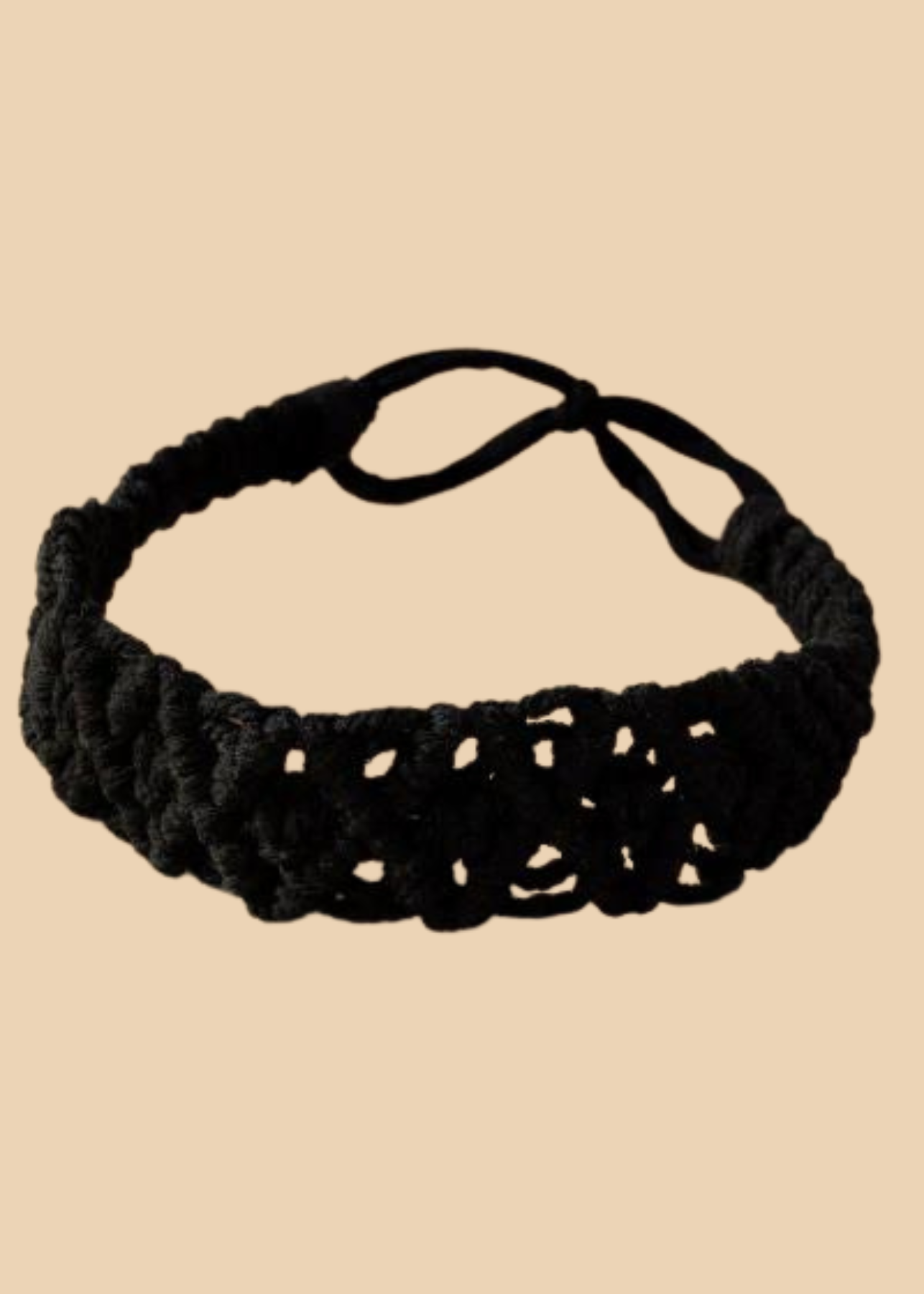 Sallie Black Crochet Elastic Headband